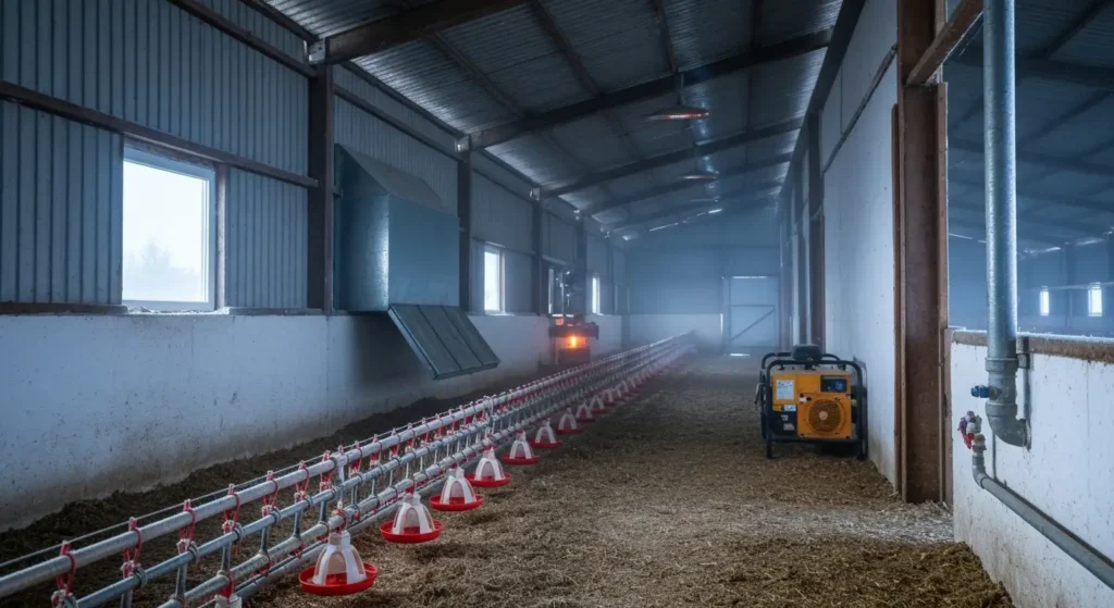 Ferma drobiu zimą – zabezpieczenie instalacji, paszy i awaryjnego zasilania