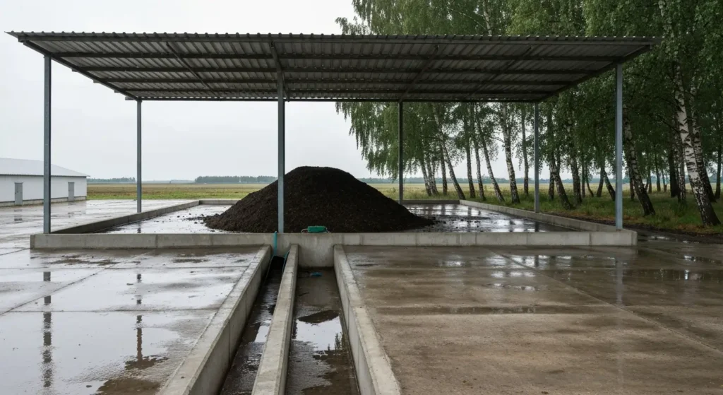 Magazynowanie pomiotu drobiowego – płyta, zadaszenie i ochrona wód